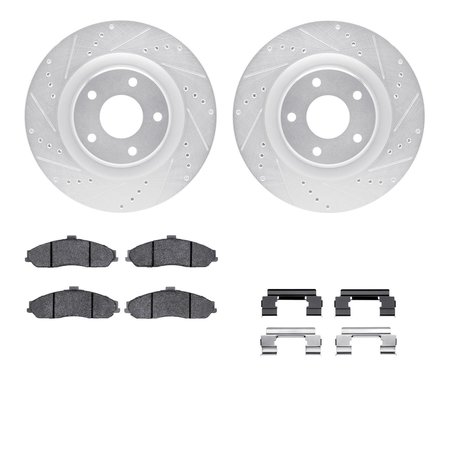 DYNAMIC FRICTION CO 7312-46016, Rotors-Drilled, Slotted-SLV w/3000 Series Ceramic Brake Pads incl. Hardware, Zinc Coat 7312-46016